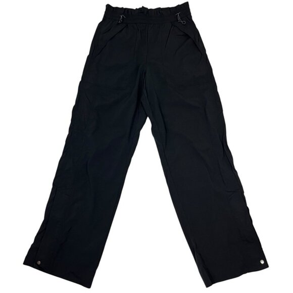 Athleta Womens pants 4 Black Lightweight Nylon Elastic Waist pull on wide leg - Picture 1 of 11
